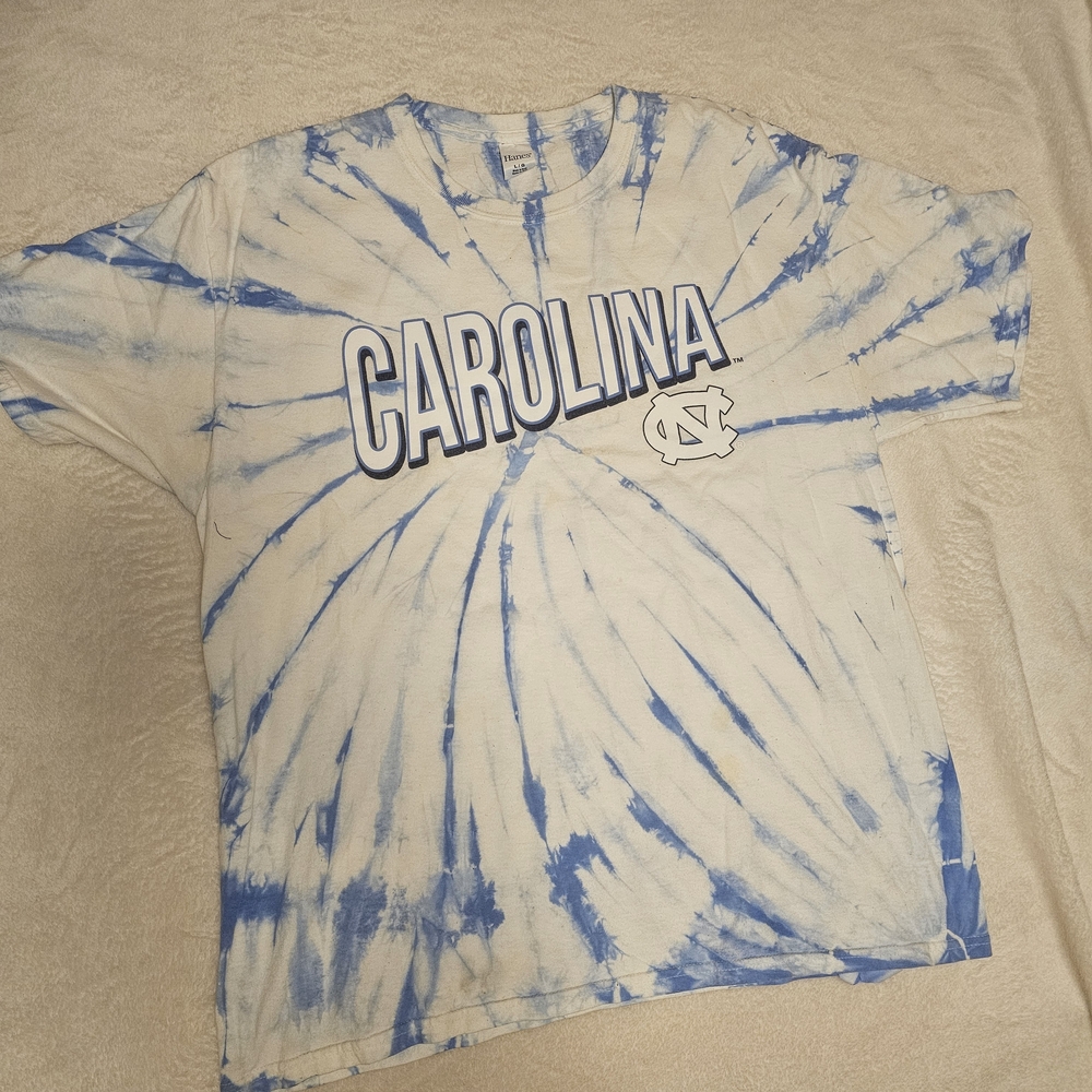 Hanes Blue Tie-Dye Carolina Short Sleeve Tee